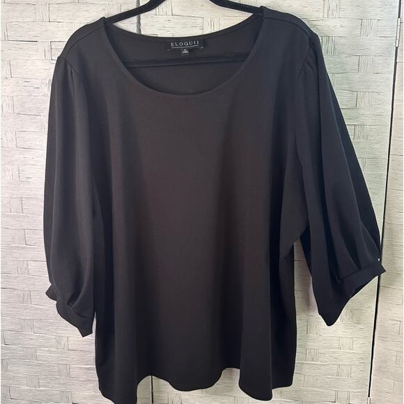 Eloquii Tops - Eloquii black blouse with balloons, sleeves, bohemian  Lagenlook Plus size 26